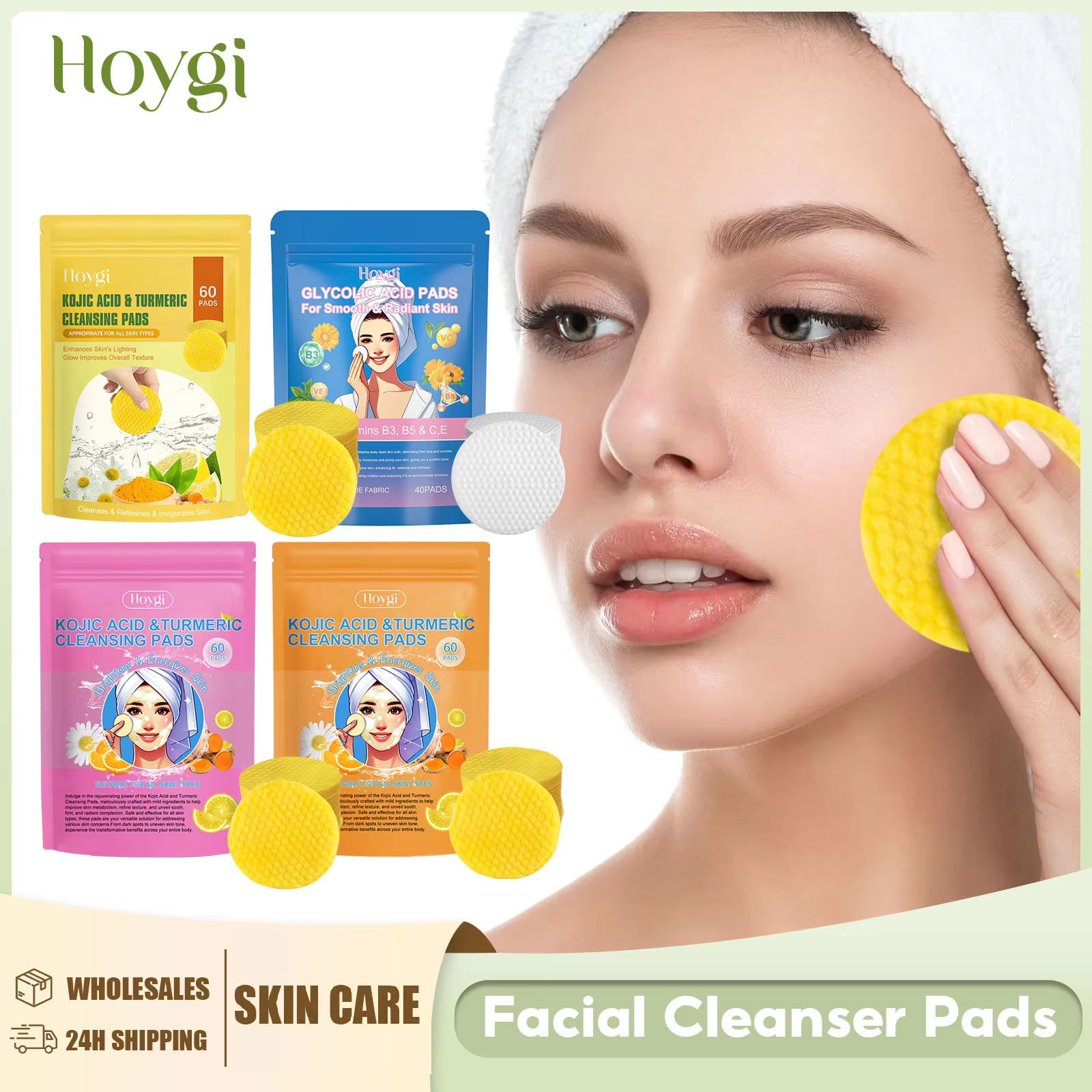 Turmeric Facial Cleanser Pads  - đánh giá và giá Kojic Acid Soap